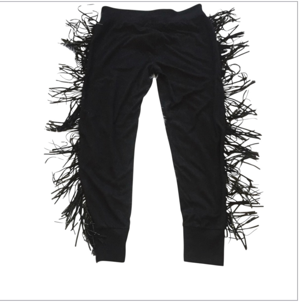 Young Fabulous & Broke size large rare fringe  joggers w/ silver embellishments
